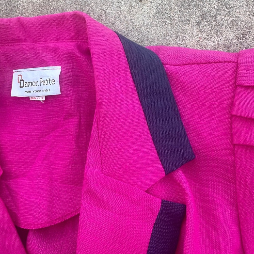 Damon Petite Vintage 80s Dress Double Breasted Pink Career Party Size 4 - Picture 13 of 13